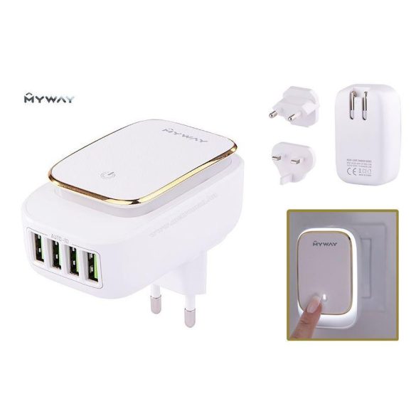 USB töltő utazó nemzetközi hálózati adapter MYWAY CM63048