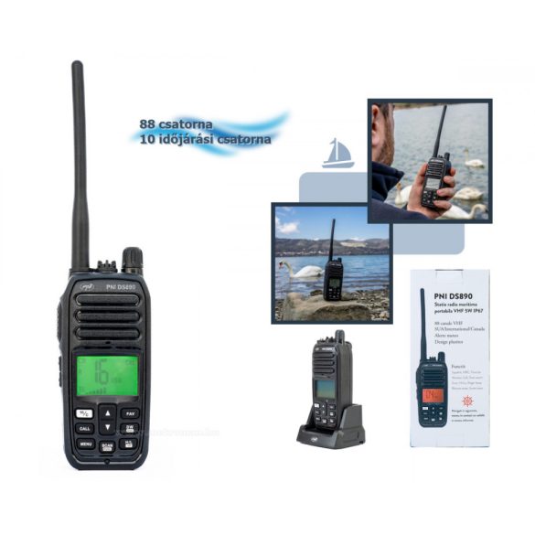 Hordozható VHF hajó rádió állomás, adó vevő DS890 Marine