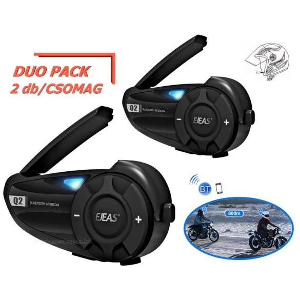 Motoros sisak kihangosító Bluetooth headset és intercom Duo Pack EJEAS Q2-BT 