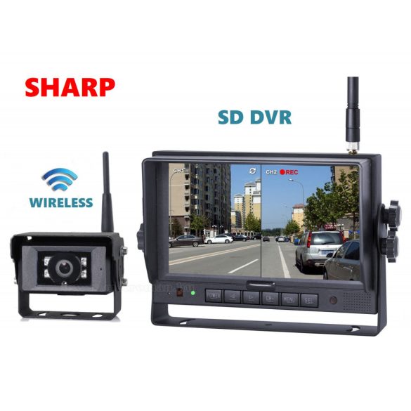 Ipari kivitelű vezeték nélküli tolatókamera szett SD kártyás DVR LCD monitorral 1 db tolatókamerával Sharp HDW127-HDW143671