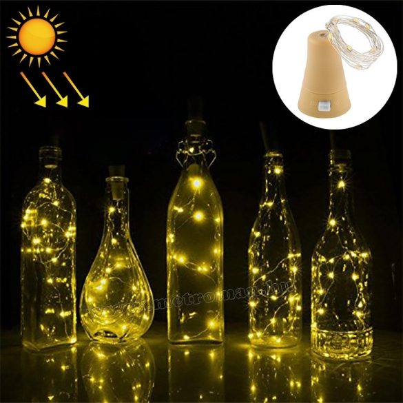 Napelemes LED borosüveg dugó, üveg palack világítás M0176WW