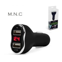   Autós Szivargyújtós USB töltő és Feszültségmérő MNC M054BK