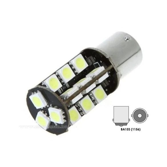 Autós LED izzó BA15S, 27SMD LED-es, fehér, MM-BA15-27SMD5050F