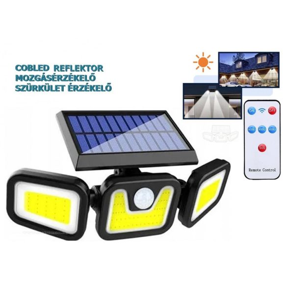 Napelemes udvari kerti COB LED lámpa reflektor mozgásérzékelővel M12282SOL