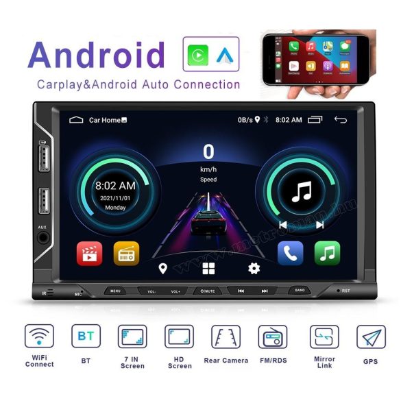 Android multimédiás autórádió fejegység GPS-el 7" LCD monitorral 2DIN M3066BT-GPS