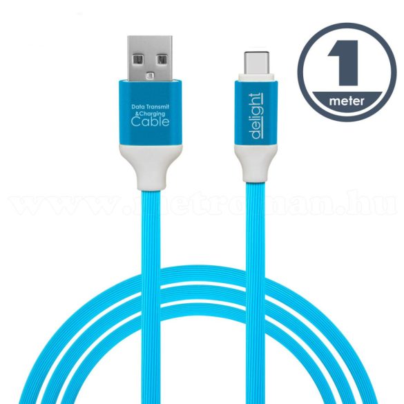 USB / USB-C telefontöltő és adatkábel 1 m kék 55436B