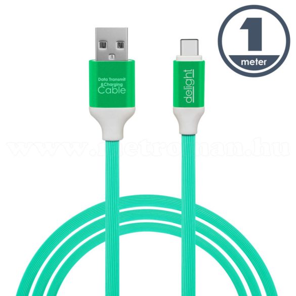 USB / USB-C telefontöltő és adatkábel 1 m zöld 55436G