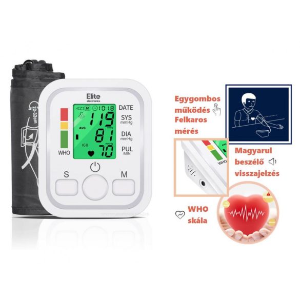 Felkaros digitális automata vérnyomásmérő Elite M800-HU