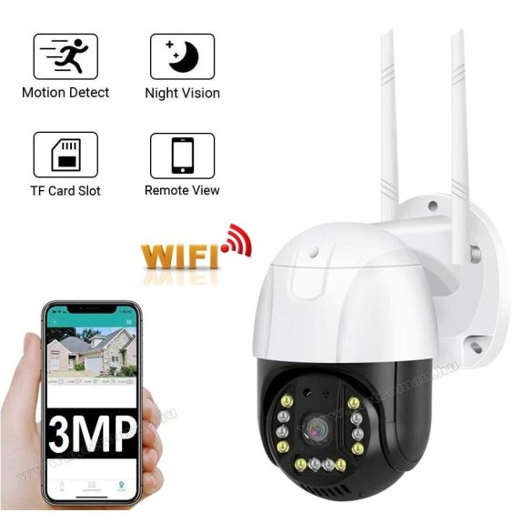 Vezeték nélküli Kültéri SD DVR Wifi IP Android iPhone megfigyelő kamera M8797-3MP-PTZ V380PRO