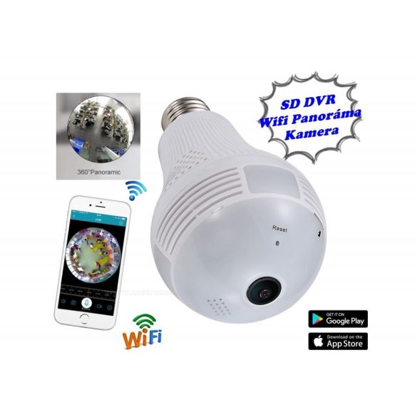 Lámpaizzóba rejtett kamera vezeték nélküli Wifi IP kamera 360 fokos látószöggel M8819SPY-3MP