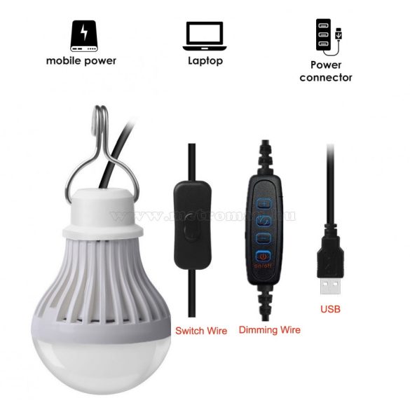 USB-s Kemping LED lámpa LED izzó állítható fényerővel és szín hőmérséklettel 2 db-o készlet M9602C-USB