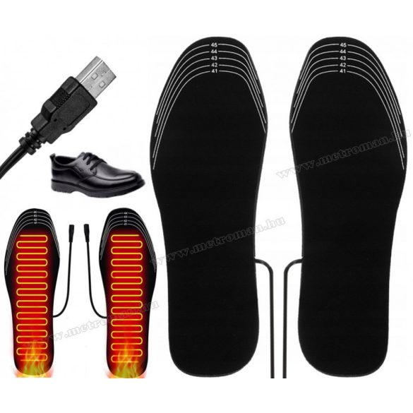 Lábmelegítő, Fűthető talpbetét cipőbe, USB-ről tölthető 41-46-es méret M9825