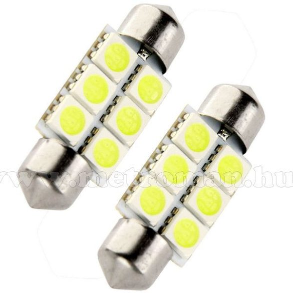 Autós szofita LED izzó, 6 db szuperfényes SMD LED-del, 36MM6SMD5050LED