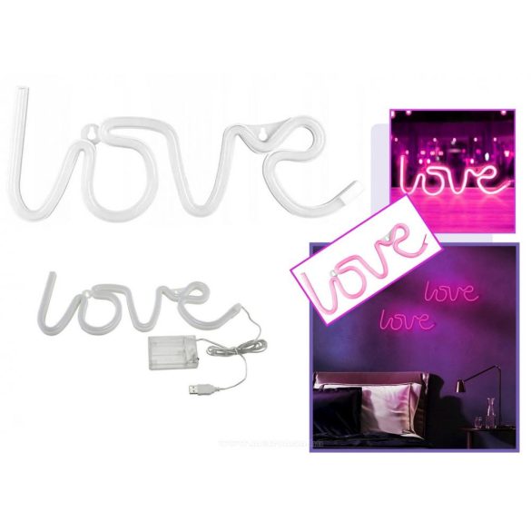 LOVE Neon felirat dekor LED lámpa Pink MD79B