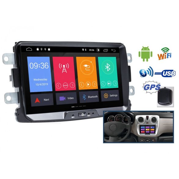 Renault Dachia Android multimédiás autórádió fejegység GPS-el 8" LCD monitorral 2DIN DAC10GPS