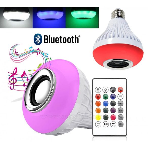 RGB LED izzó és Bluetooth hangszóró távirányítóval MDE27G-BT