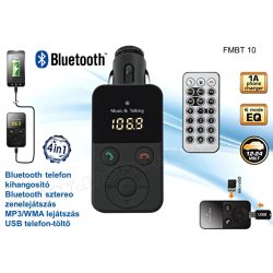 MP3 FM transzmitter és Bluetooth kihangosító FMBT 10