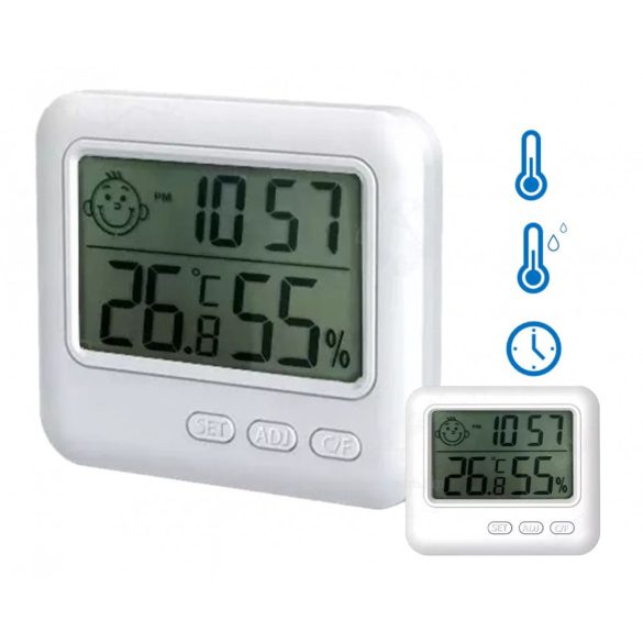Digitális hőmérő páratartalommérő és óra MG780