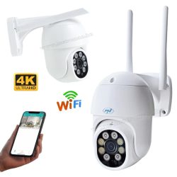   Vezeték nélküli megfigyelő kamera SD kártyás rögzítővel, Kültéri WIFI kamera 4K felbontással MIP840-8MP-PTZ iCSee