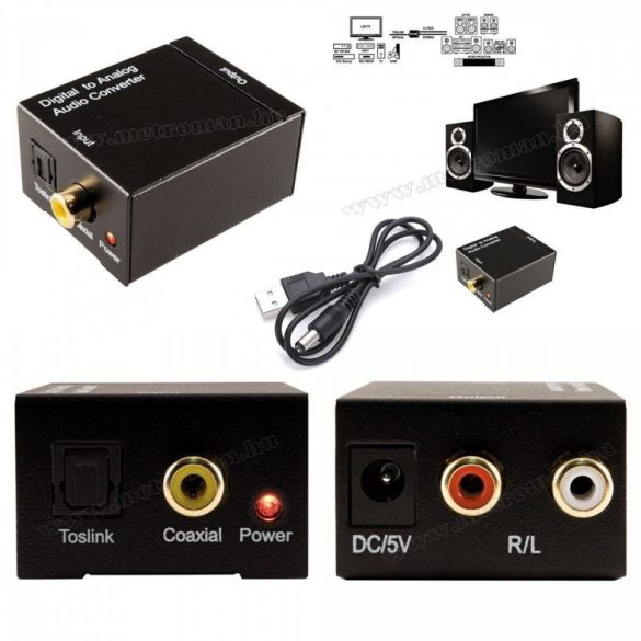 Toslink-2RCA Digitális-analóg audió jel átalakító MK319-C-USB