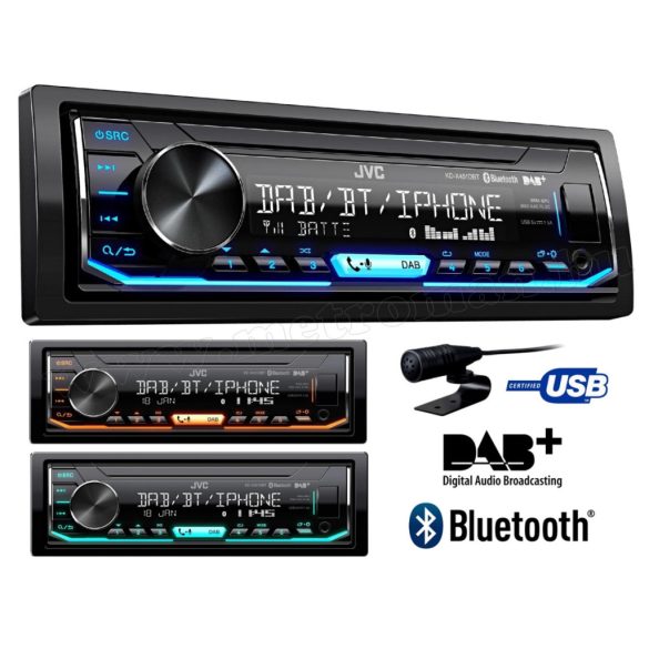 Digitális DAB rádiós USB MP3 Bluetooth Autórádió JVC KD-X451DBT