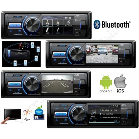 MP3/AVI USB Bluetooth multimédiás autórádió 3 col-os QVGA monitorral JVC KD-X560BT