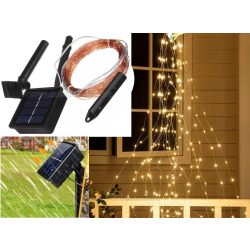   Napelemes kültéri fényfüzér, LED fénypiramis fényfüzér, micro LED-es MLED100-TREE-WW