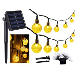   Kültéri napelemes LED fényfüzér, kerti hangulat világítás, karácsonyi LED égősor, Meleg Fehér MLED30-SOLAR-WW 
