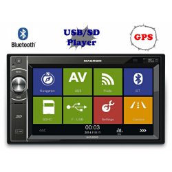   Macrom M-DL5000 USB/SD Bluetooth 2DIN LCD GPS Autó rádió, multimédia fejegység