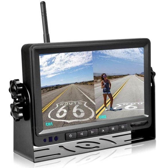 Digitális vezeték nélküli kétkamerás tolatókamera szett 7"-os HD LCD monitorral MM1107-HD 12/24 Volt