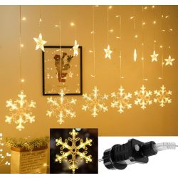 Karácsonyi LED fényfüzér csillag és hópehely M1326LED