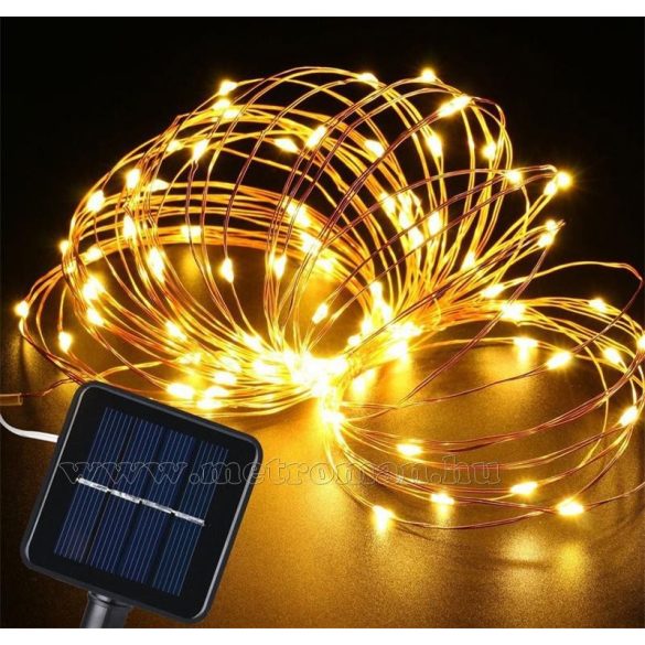 Napelemes Karácsonyi micro LED égősor, Kerti Fényfüzér, Kültéri, MM1394LED Meleg Fehér