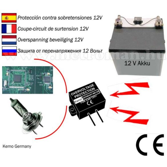 Autós túlfeszültség és izzókiégés gátló elektronika, Kemo M168