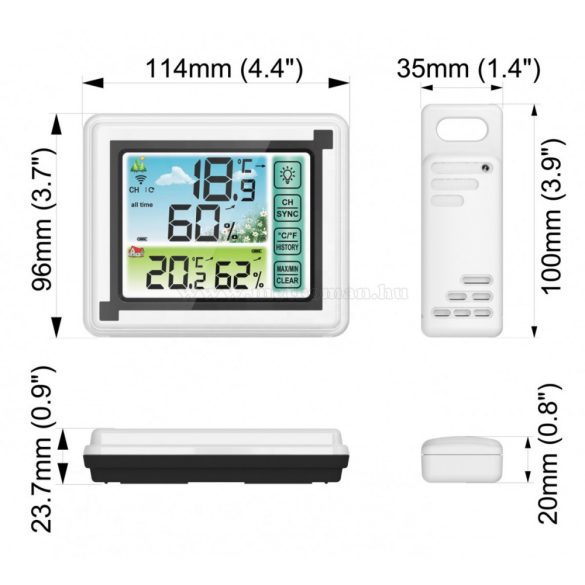 Vezeték nélküli időjárás állomás, külső-belső hőmérő és páratartalom mérő 3 db kültéri érzékelővel MM8822D-3TX