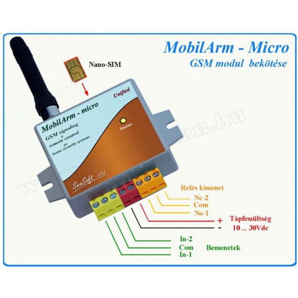 Mini GSM hívó és riasztó modul, MobilArm-Micro