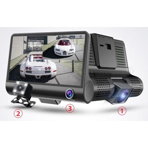 Autós három kamerás DVR menetrögzítő és tolató kamera, Mlogic M336 FHD