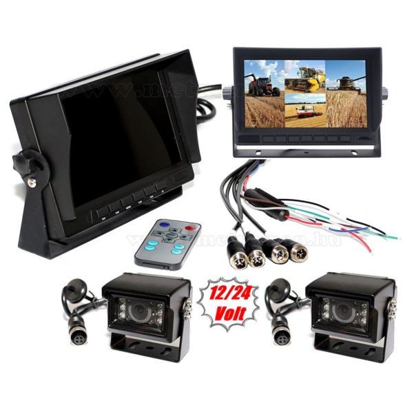 Kamion, teherautó, targonca, munkagép ipari 2 kamerás tolatókamera szett 7" LCD QUAD LCD monitorral MM3659-QUAD-MT554X2