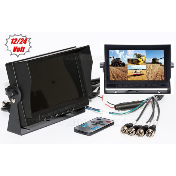 Ipari kivitelű autó, kamion, busz, munkagép LCD monitor tolatókamerához MM3659-QUAD 12/24V