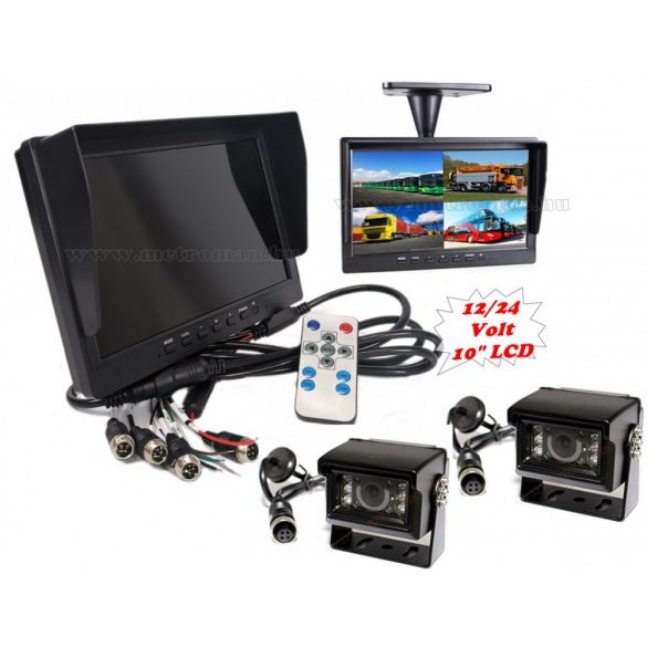 Kamion, teherautó, targonca, munkagép ipari tolatókamera szett 10"-os QUAD LCD monitorral MM3695-QUAD-MT554X2