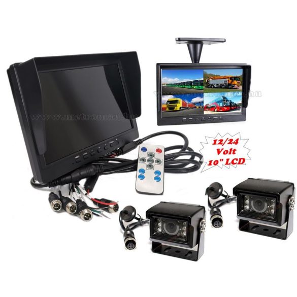 Kamion, teherautó, targonca, munkagép ipari tolatókamera szett 10"-os QUAD LCD monitorral MM3695-QUAD-MT554X2