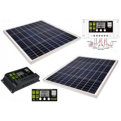   12V 2X60 Watt napelemes töltő szett töltésvezérlővel Poly Solar MP-120W-10A-PWM