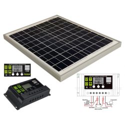   12V 20 Watt napelemes töltő szett töltésvezérlővel Poly Solar MP-20W-10A-PWM