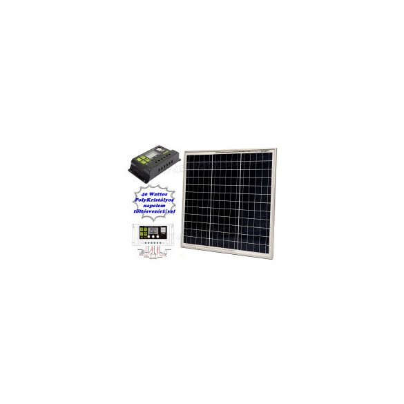12V 40 Watt napelemes töltő szett töltésvezérlővel Poly Solar MP-40W-30/10A-PWM