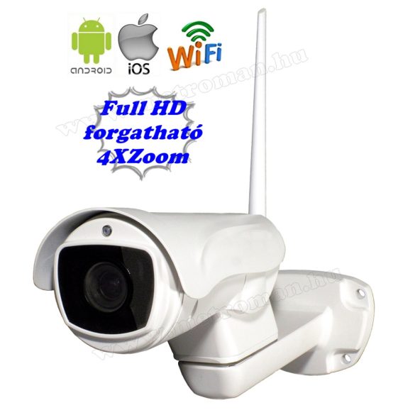 Vezeték nélküli kültéri Wifi IP Android iPhone SD kártyás ZOOM megfigyelő kamera MWX345FHD