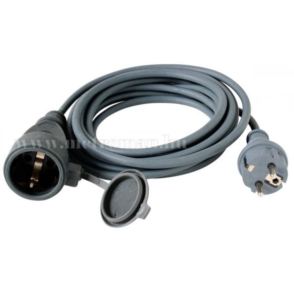 230 V-os gumi hosszabbító kábel, 10 m-es, NV 7-10/GY