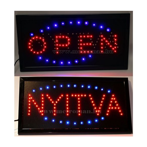 LED világító reklám tábla, OPEN- NYITVA 4-es típus