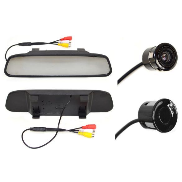 Autós tolatóradar és tolatókamera szett visszapillantó LCD monitorral MP05A-LCD