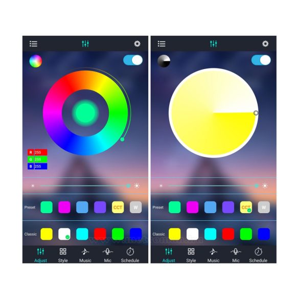 iOS Android vezérlésű Autós RGB LED belső világítás MP3750
