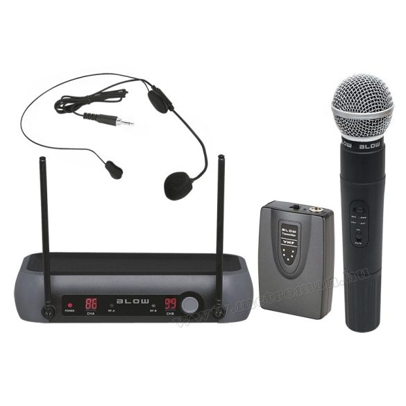 Vezeték nélküli mikrofon, kézi és fej mikrofonnal PRM-903
