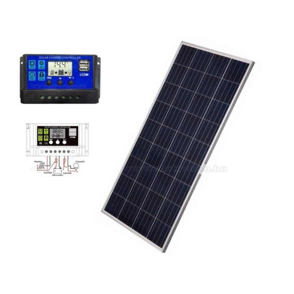 12V 180 Watt napelemes töltő szett töltésvezérlővel Poly Solar MPV-POLY-180W-PWM